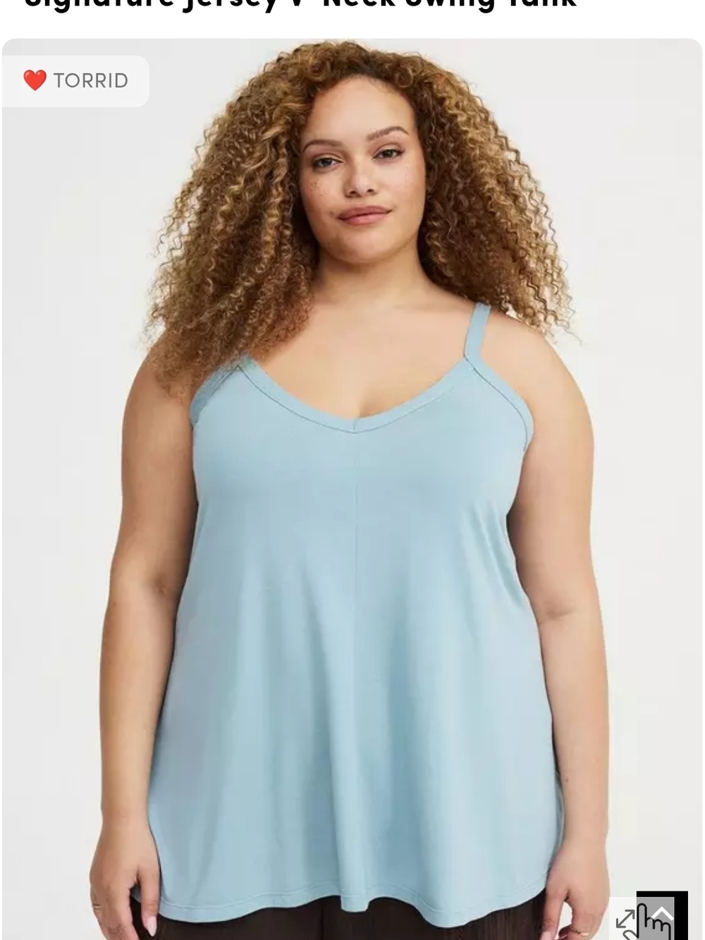 Torrid Light Blue V-Neck Swing Tank - Stone Blue